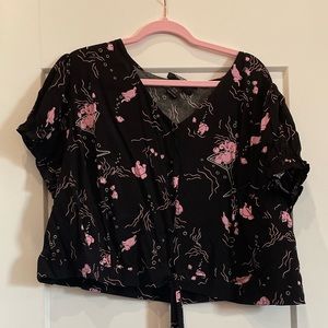 Black ModCloth Collectif Drunk Elephant Button Up